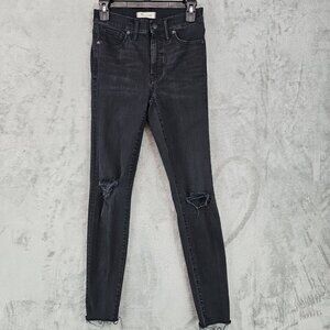 Madewell Jeans Womens Size 27 Tall 9" High-Rise Skinny Distressed Stretch Gray